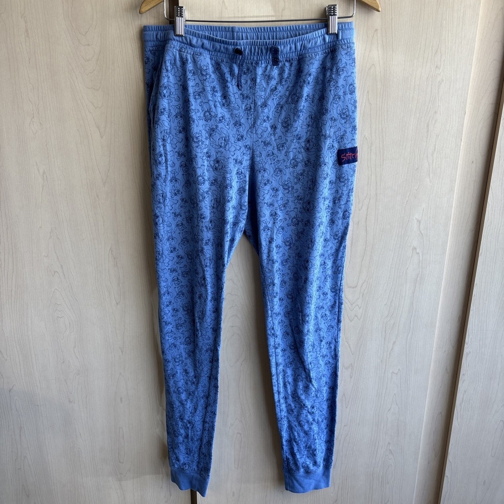 Disney Parks Authentic Lilo and Stitch Joggers ADULT Small Blue Pants Pajamas
